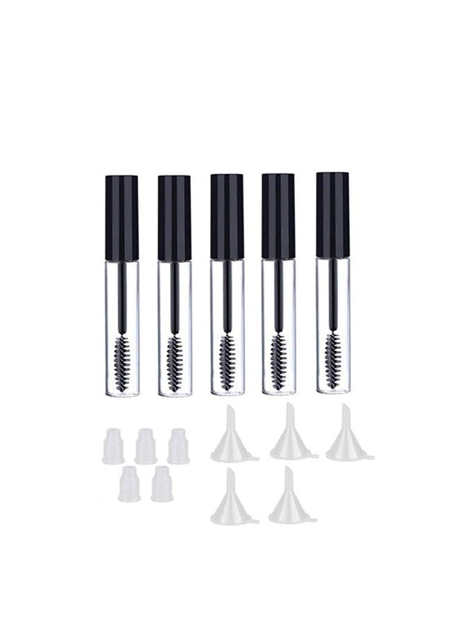 UQUABESO - 5pcs 10ml Empty Mascara Tube with Eyelash Wand, Eyelash Cream Container Bottle with Funnels Transfer Pipettes - Image 1