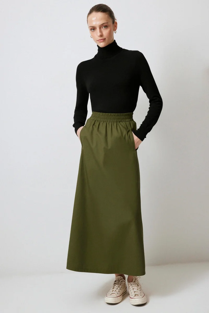Touche Elastic Waist Gabardine Skirt