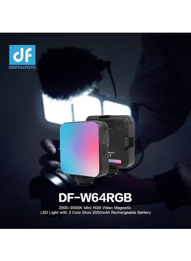 DF MINI RGB Video Light for Camera Photography – 6W Rechargeable LED Fill Light with 2000mAh Battery, 2500K-9000K Adjustable Color Temperature, 800Lux Brightness, CRI 95+, 20 Lighting Modes, Magnetic Mount, Compact Light for Vlogging, YouTube, TikTok & Content Creation  - Image 2