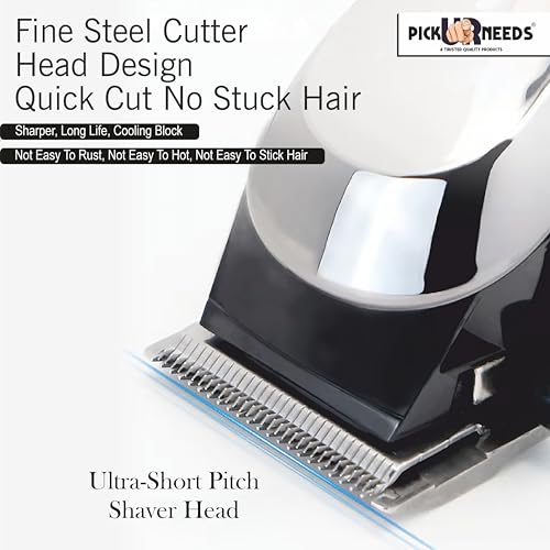 Pick Ur Needs Rechargeable Hair Clipper/Shaver With LED Display Adjustment Blade Hair Cutting Machine Professional Trimmer 180 min Runtime 4 Length Settings (Silver) - Image 2