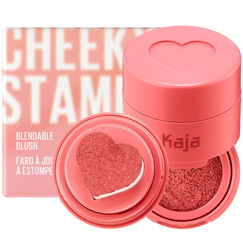 KAJA Blusher - Cheeky Stamp 03 Bossy | Buildable & Blendable Shade with Heart-shaped Applicator, Sunkissed Finish, Travel size, Hygienic, Suitable for Beginners, Portable, Korean Makeup, 0.17 Oz