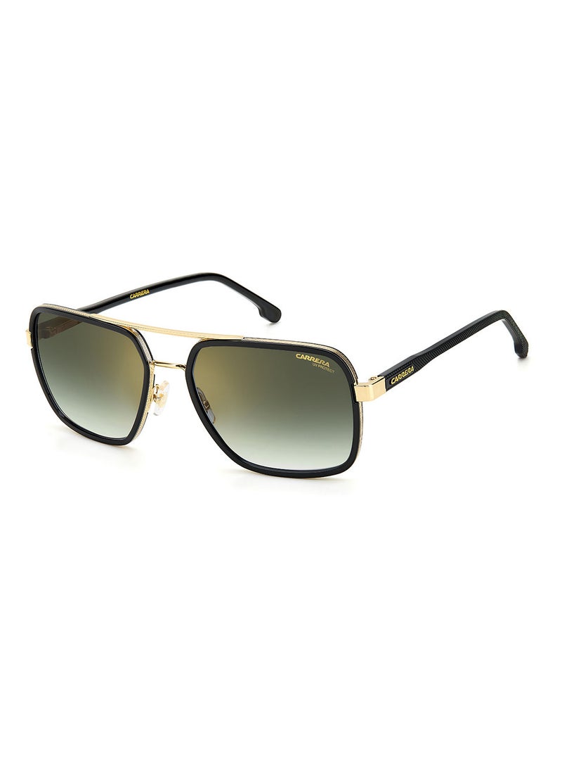 Carrera نظارات شمسية مستطيلة للحماية من الأشعة فوق البنفسجية CARRERA 256/S GOLD BLCK 58  - Image 1