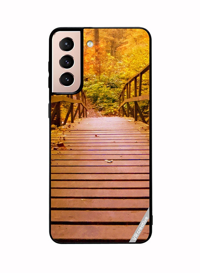 VR CREATIVE غطاء حماية لجهاز سامسونج جالاكسي S21 بلس 5G بتصميم جسر إلى الغابة متعدد الألوان - Image 1