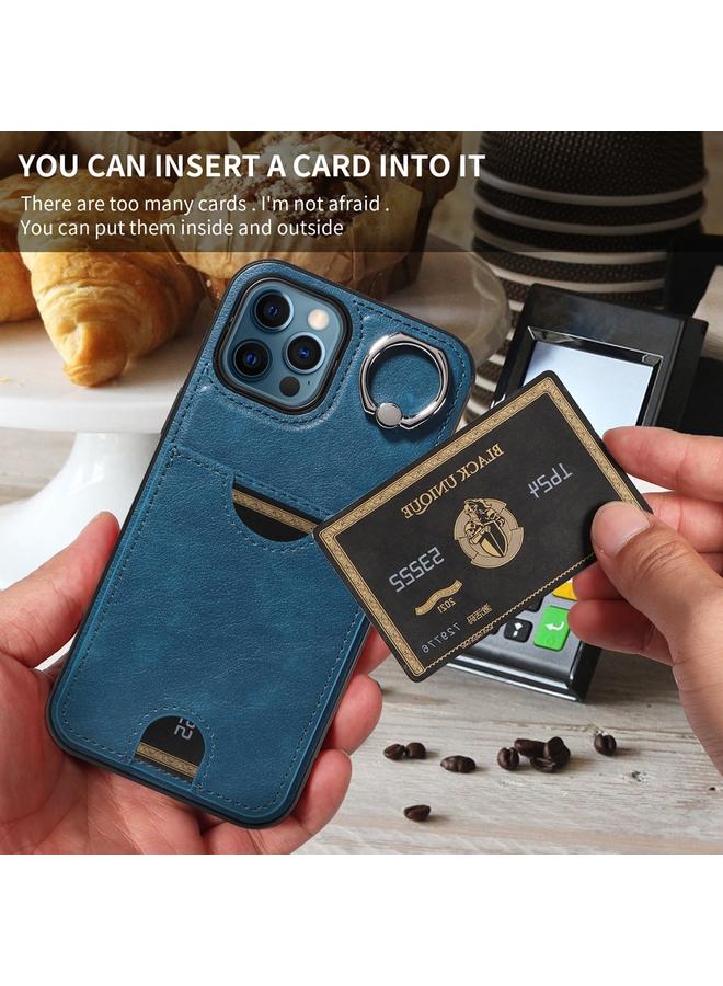 Zaboon Case For iPhone 12 Pro Max Calf Texture Card Slot Ring Holder Phone Case - Image 5