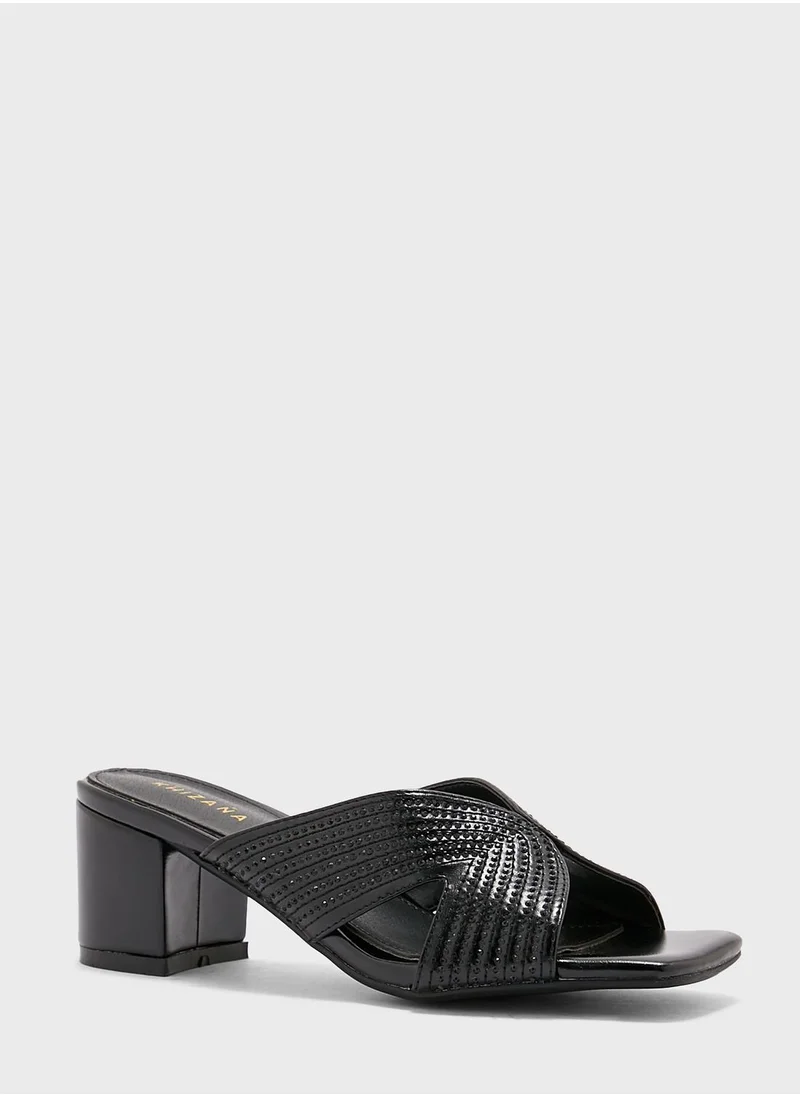 Khizana Diamante Stitch Cutout Mule Sandal