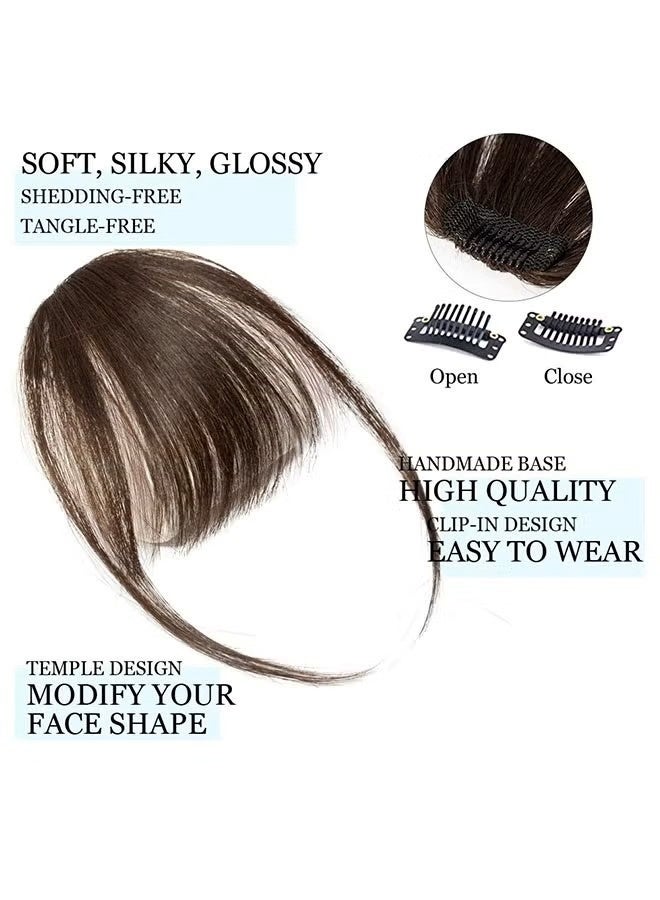 Air Bangs Hair Piece for Clip in Real Bangs Hair, Hair Two Side Bangs With Temples Thin One Piece Hair Air Fringe Clip On Hair Bangs Hair Extensions for Women Girls (Light Brown) - Image 2