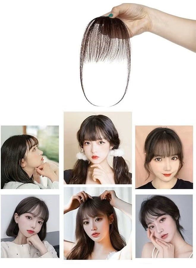 Air Bangs Hair Piece for Clip in Real Bangs Hair, Hair Two Side Bangs With Temples Thin One Piece Hair Air Fringe Clip On Hair Bangs Hair Extensions for Women Girls (Light Brown) - Image 5