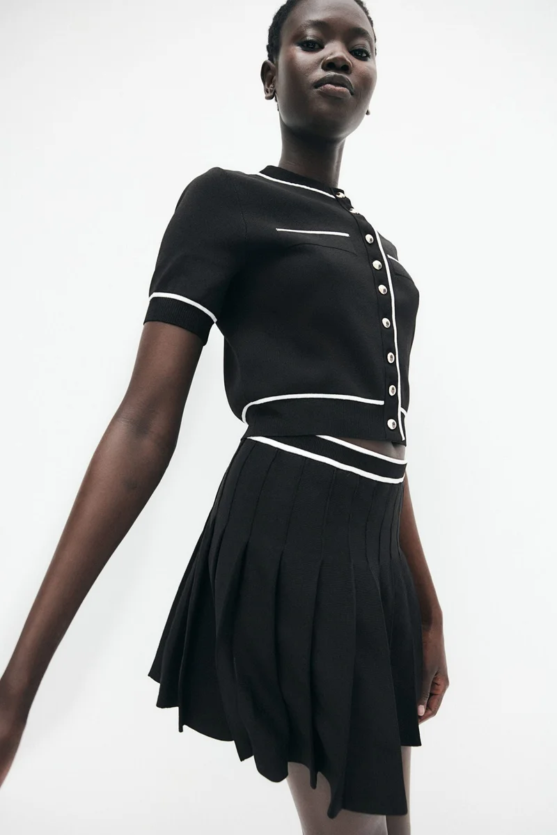 اتش اند ام كارديغان محبوك من نسيج سميك