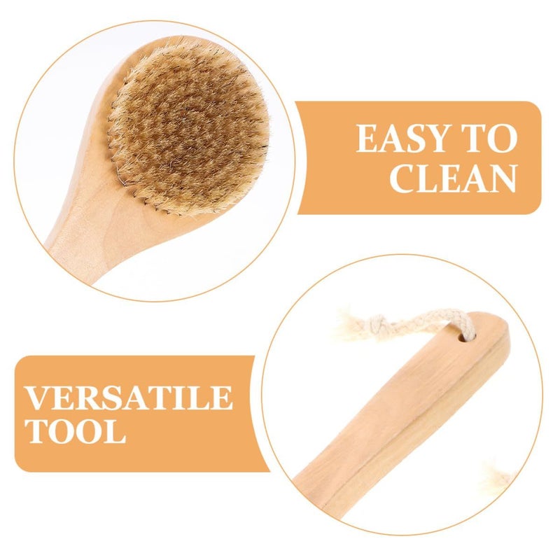 2 Pcs Boar Bristle Bath Brushes With Short Handle Exfoliating Wet And Dry Body Scrubber For Shower Skin Care And Massage - Image 4