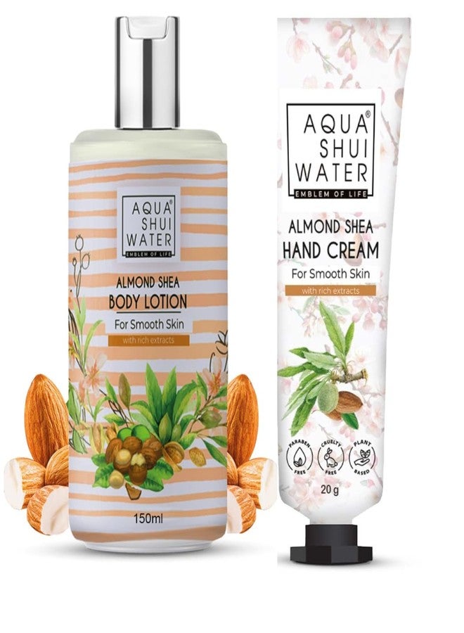 Aqua Shui Water Almond & Shea Body Lotion for All | Fast-Absorbing Moisturizer for Radiant Skin (150g) + Hand Cream for Softness (20g) - Image 1