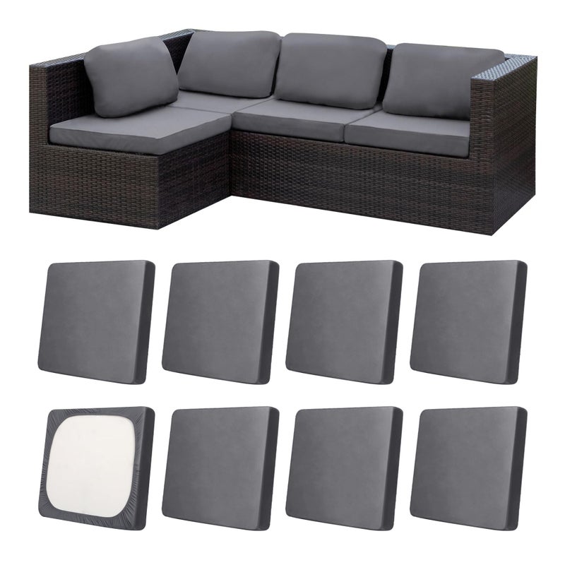 MRGSDL 8Pcs Patio Cushion Covers,Outdoor Cushions Covers,Stretch Cushion Covers Replacement, Washable and Reusable Furniture Protectors(Grey) - Image 1