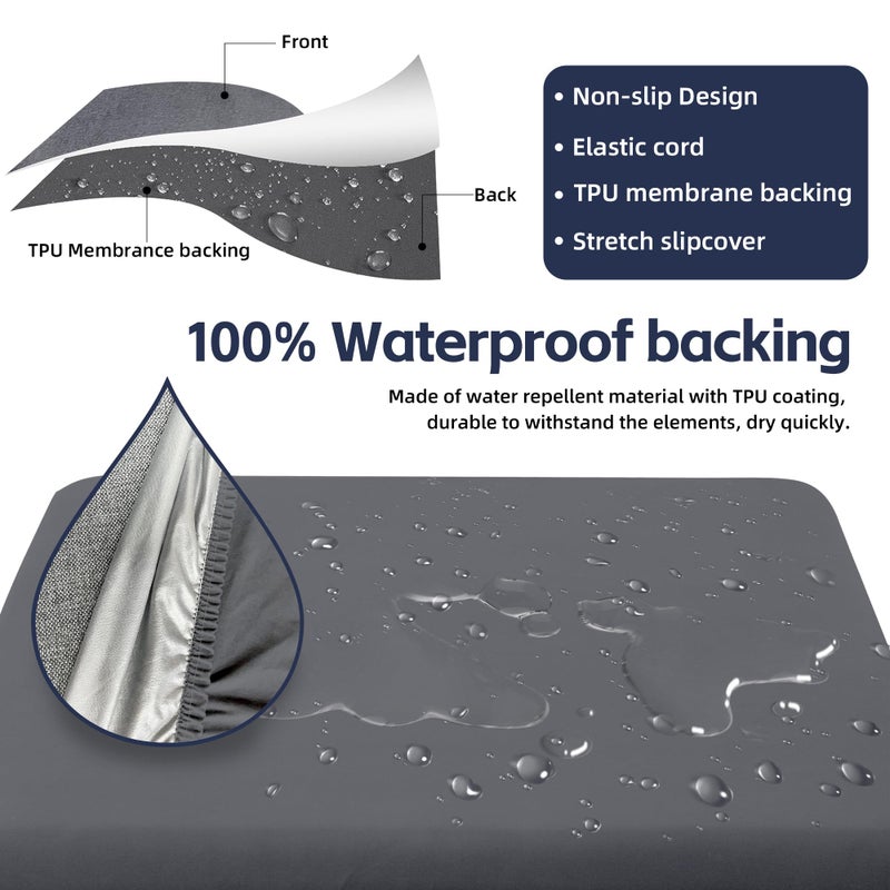 MRGSDL 8Pcs Patio Cushion Covers,Outdoor Cushions Covers,Stretch Cushion Covers Replacement, Washable and Reusable Furniture Protectors(Grey) - Image 4