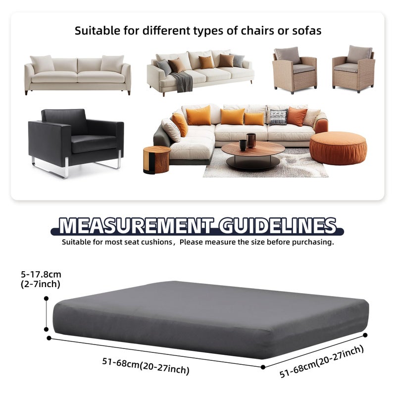 MRGSDL 8Pcs Patio Cushion Covers,Outdoor Cushions Covers,Stretch Cushion Covers Replacement, Washable and Reusable Furniture Protectors(Grey) - Image 2
