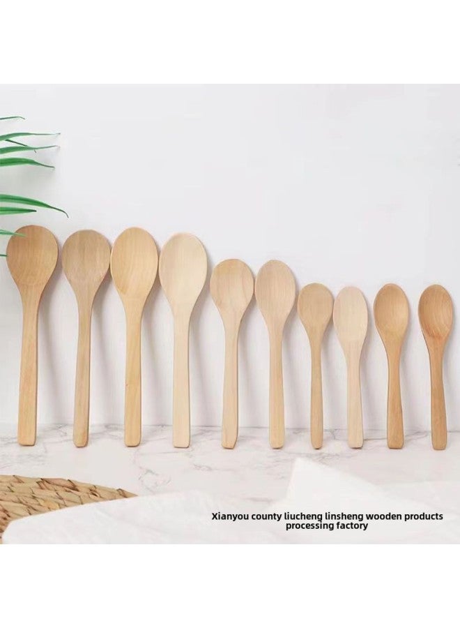 Inner Lotus Wood Paint-free Spoon Round Spoon Pointed Spoon Solid Wood Spoon Food Grade Honey Spoon Ice Cream Spoon Small Spoon-Specifications:Big Round Spoon  - Image 3
