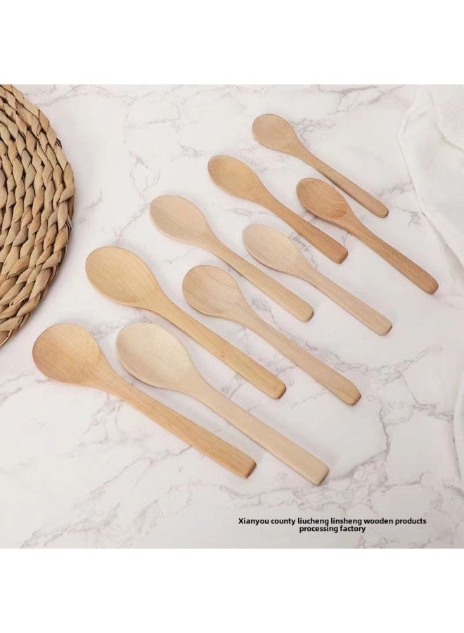 Inner Lotus Wood Paint-free Spoon Round Spoon Pointed Spoon Solid Wood Spoon Food Grade Honey Spoon Ice Cream Spoon Small Spoon-Specifications:Big Round Spoon  - Image 2