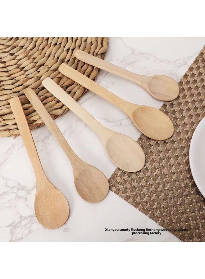 Inner Lotus Wood Paint-free Spoon Round Spoon Pointed Spoon Solid Wood Spoon Food Grade Honey Spoon Ice Cream Spoon Small Spoon-Specifications:Big Round Spoon  - Image 5