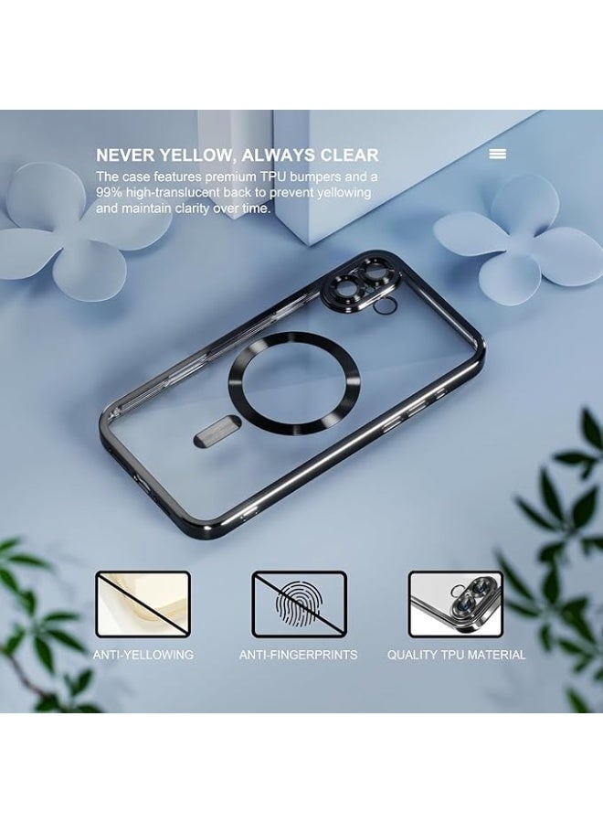 Magnetic Clear Case for Samsung Galaxy A07 with Camera Lens Protector Magsafe Compatible Electroplated Soft TPU Shockproof Anti-Scratch Phone Case for Galaxy A07 4G Green - Image 2