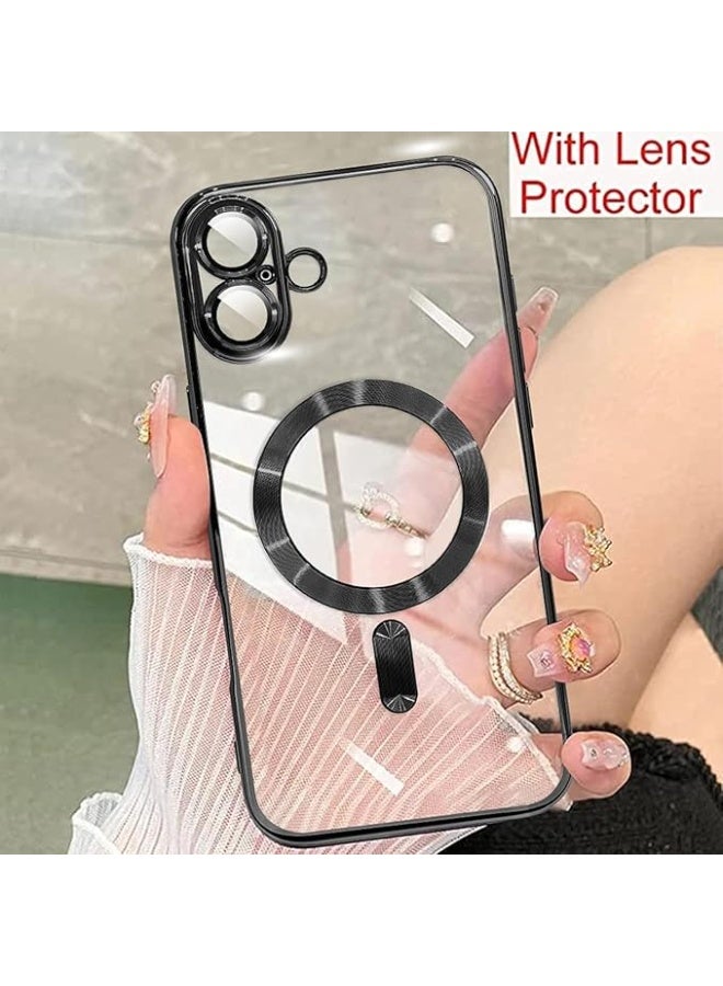 Magnetic Clear Case for Samsung Galaxy A07 with Camera Lens Protector Magsafe Compatible Electroplated Soft TPU Shockproof Anti-Scratch Phone Case for Galaxy A07 4G Green - Image 3