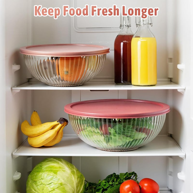 Freshmage أطقم أوعية خلط زجاجية مع أغطية، 5 عبوات من الأوعية الزجاجية مع أغطية للخبز في المطبخ، تحضير الوجبات والسلطة، خالية من BPA وآمنة في غسالة الصحون، 0.2/0.5/1.1/2.1/3.7Qt - Image 4