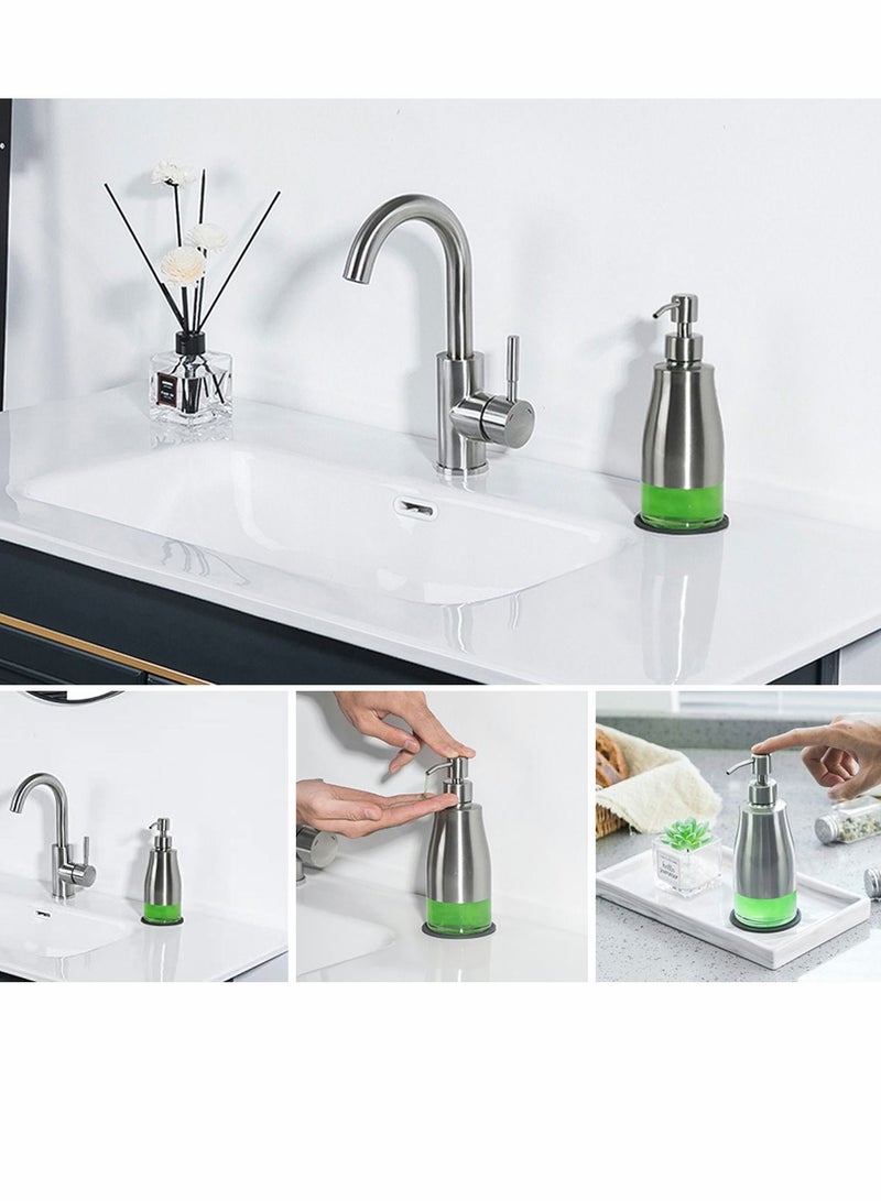 Y&D 320ML Reusable Soap Dispenser with Nonslip Coaster Stainless Steel Case Glass Liner Hand Pump Refillable Liquid for Bathroom Kitchen - Image 3