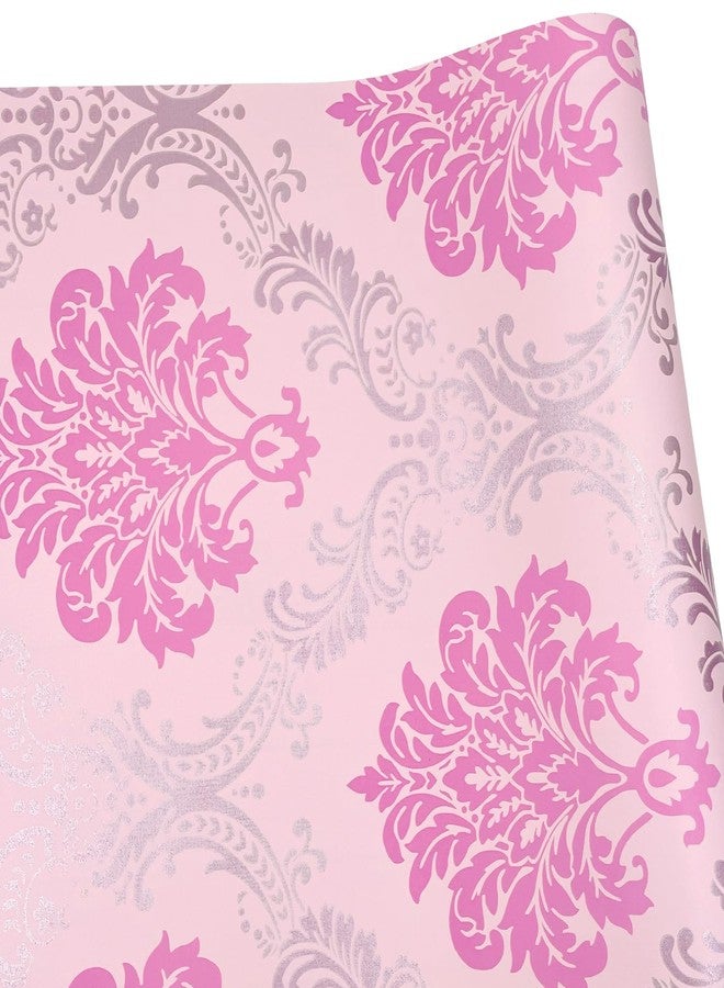 Yifasy Damask Wallpaper 32.8 ft Roll Revamp Dining Table Storage Bins Wall Furniture Decor Paper Pink Shelf Dresser Liner (L-393x17.7 Inch) - Image 5