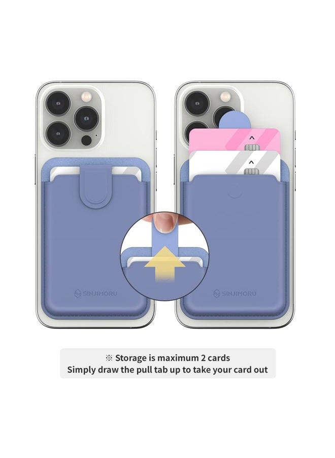Sinjimoru Pull & Eject Magnetic Wallet for iPhone, Vegan Leather Magnetic Card Holder, Compatible with MagSafe Wallet, M-Pull Tab Wallet Lavender - Image 2