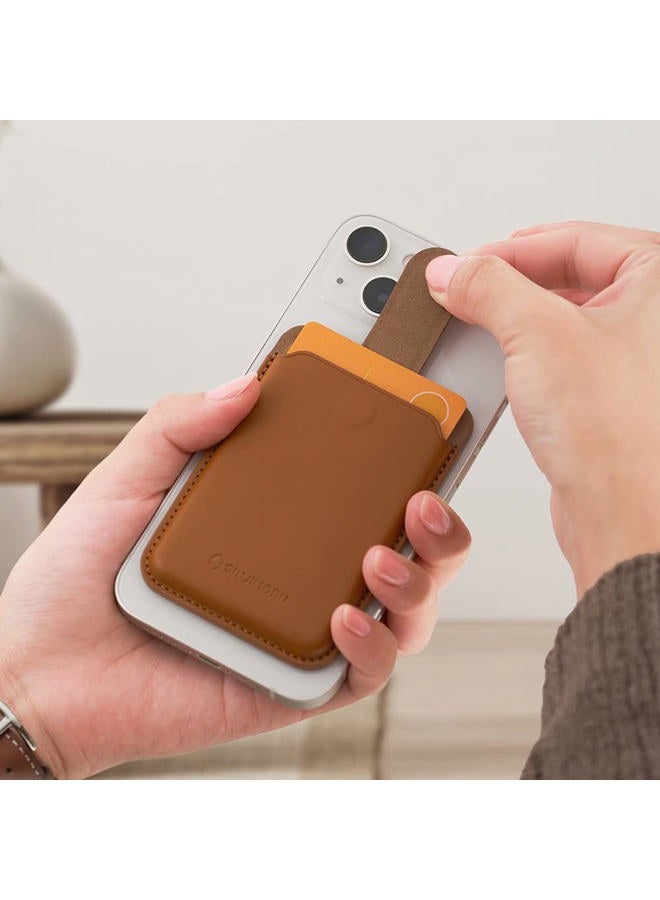 Sinjimoru Pull & Eject Magnetic Wallet for iPhone, Vegan Leather Magnetic Card Holder, Compatible with MagSafe Wallet, M-Pull Tab Wallet Lavender - Image 5