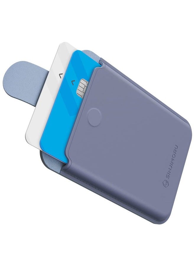 Sinjimoru Pull & Eject Magnetic Wallet for iPhone, Vegan Leather Magnetic Card Holder, Compatible with MagSafe Wallet, M-Pull Tab Wallet Lavender - Image 1