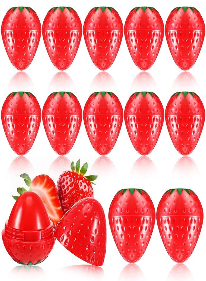 Dimsile 12 Pcs Cute Lip Balm Strawberry Wrinkle Repair Moisturizing and Plumping Lasting Hydrating Strawberry Shaped Lip Protector for Women Valentines Gift - Image 1