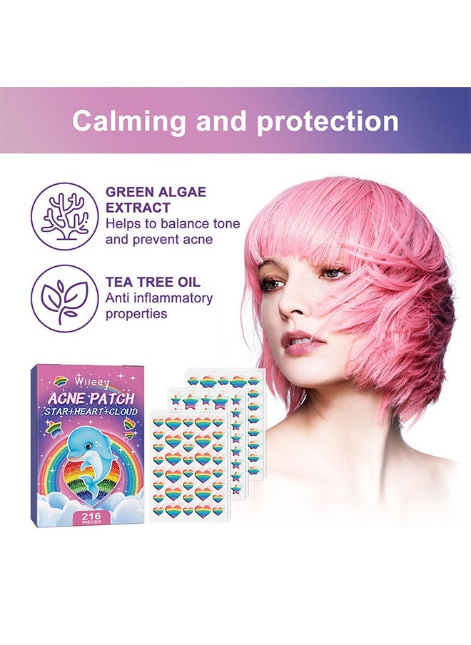 wiieey - 216 Pcs Lovely Prints Acne Patche Set, Salicylic Acid & Tea Tree Pimple Patches, Acne Repair Patch (Colorful) - Image 1