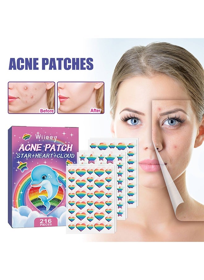 wiieey - 216 Pcs Lovely Prints Acne Patche Set, Salicylic Acid & Tea Tree Pimple Patches, Acne Repair Patch (Colorful) - Image 1