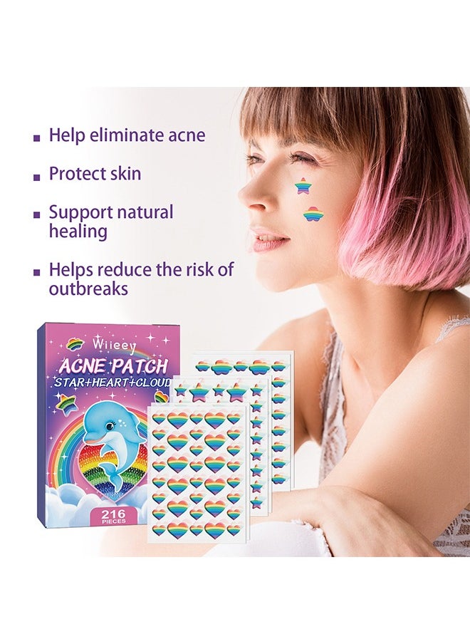 wiieey - 216 Pcs Lovely Prints Acne Patche Set, Salicylic Acid & Tea Tree Pimple Patches, Acne Repair Patch (Colorful) - Image 1