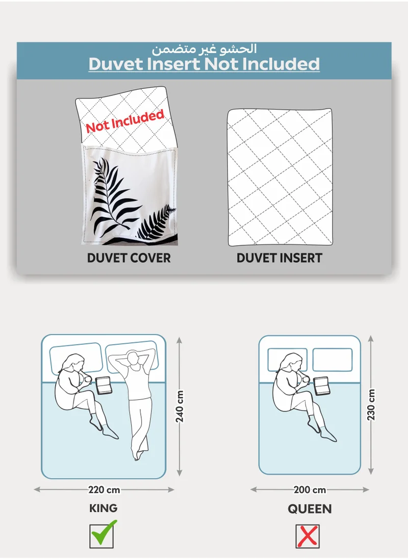 Donetella Printed Duvet Set, King Size 220x240 cm - 6-Pcs Bed Set, Microfiber Fabric - 1 Duvet Cover, 1 Fitted Sheet, 2 Pillow Shams, 2 Pillowcases (Filler Not Included)