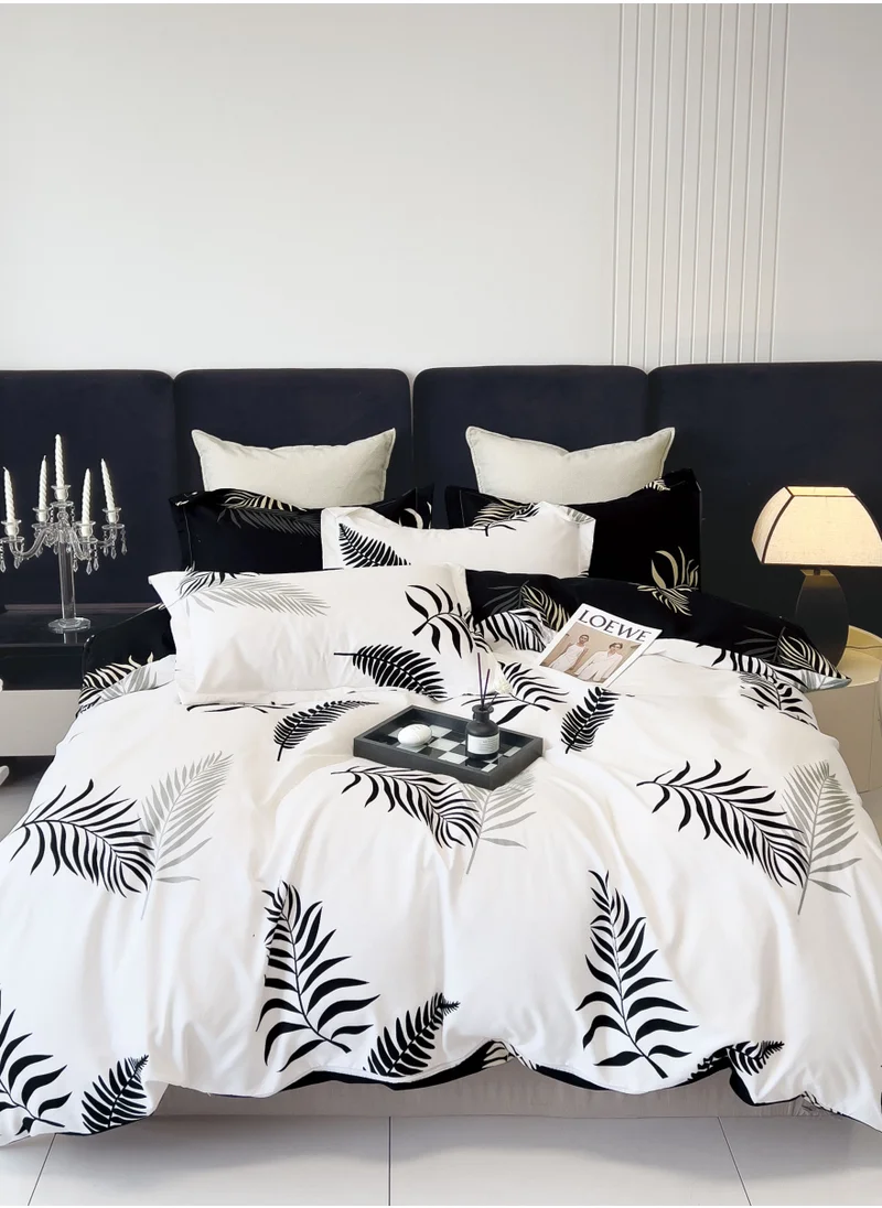 Donetella Printed Duvet Set, King Size 220x240 cm - 6-Pcs Bed Set, Microfiber Fabric - 1 Duvet Cover, 1 Fitted Sheet, 2 Pillow Shams, 2 Pillowcases (Filler Not Included)