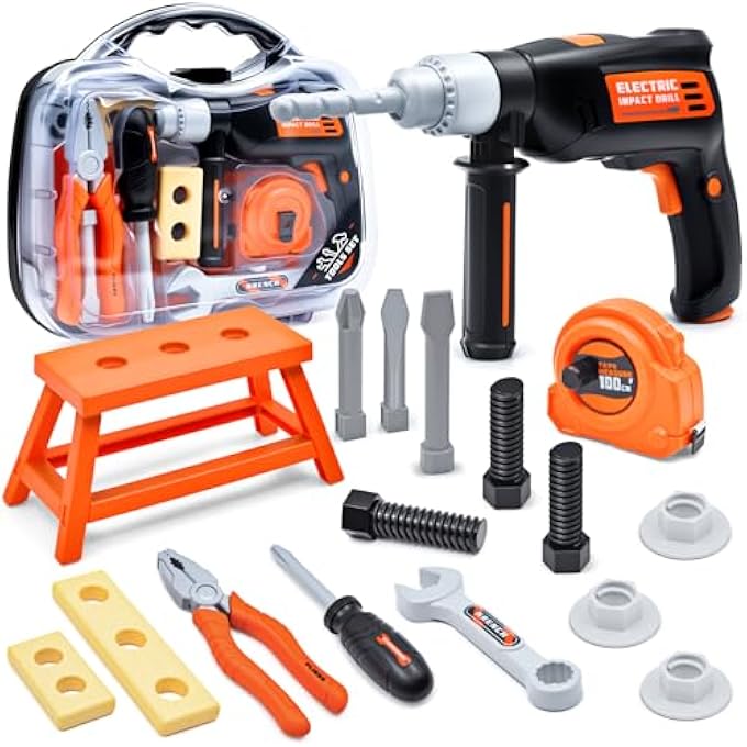 CHILDREN'S WORKBENCH TOOL BOX WITH ELECTRIC DRILL, TOY TOOL ROLE PLAY TOY FROM 3 4 5 6 YEARS BOYS & GIRLS - Image 2