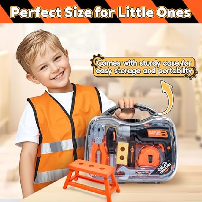 CHILDREN'S WORKBENCH TOOL BOX WITH ELECTRIC DRILL, TOY TOOL ROLE PLAY TOY FROM 3 4 5 6 YEARS BOYS & GIRLS - Image 5