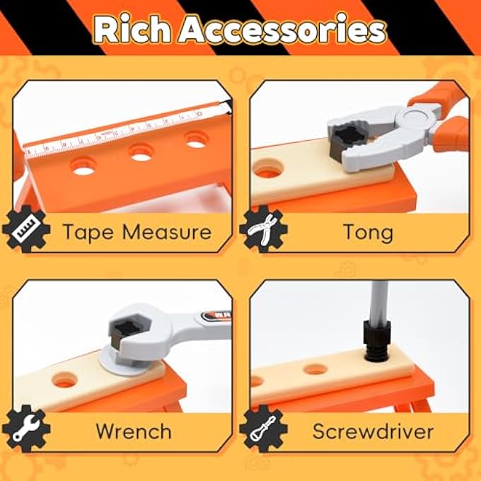 CHILDREN'S WORKBENCH TOOL BOX WITH ELECTRIC DRILL, TOY TOOL ROLE PLAY TOY FROM 3 4 5 6 YEARS BOYS & GIRLS - Image 4