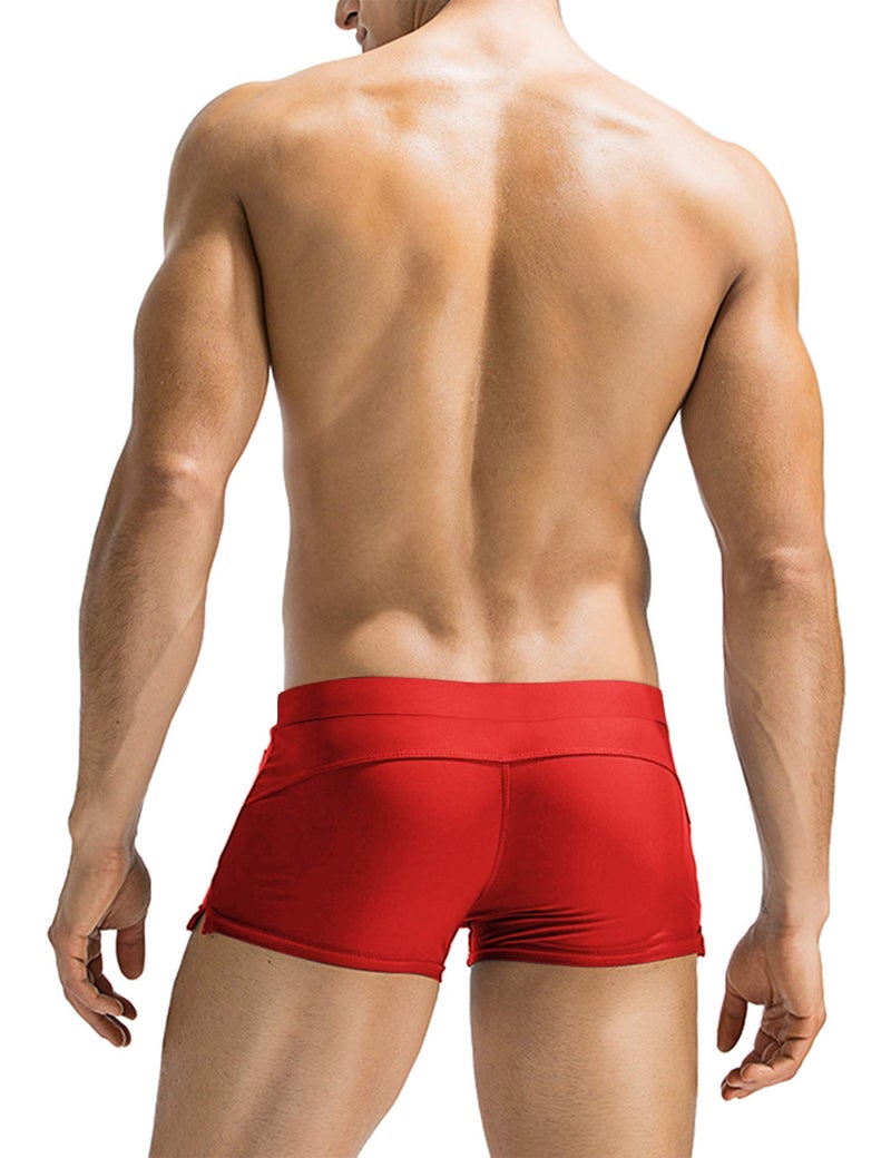 COOFANDY Mens Quick Dry Lightweight Square Leg Cut Trunks Swimwear, Small, 1 - Red - Image 3