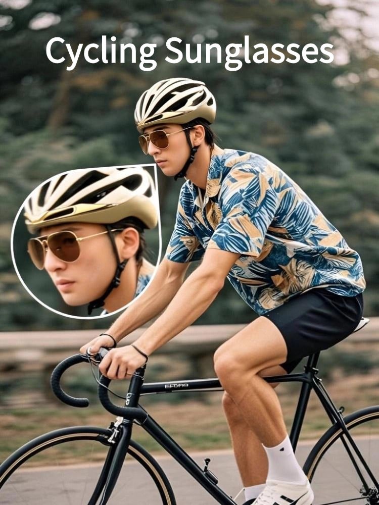 POLICE Men's Cycling Sunglasses Fashion Pilot Sunglasses Gold Framed with Brown UV Lenses - Image 2