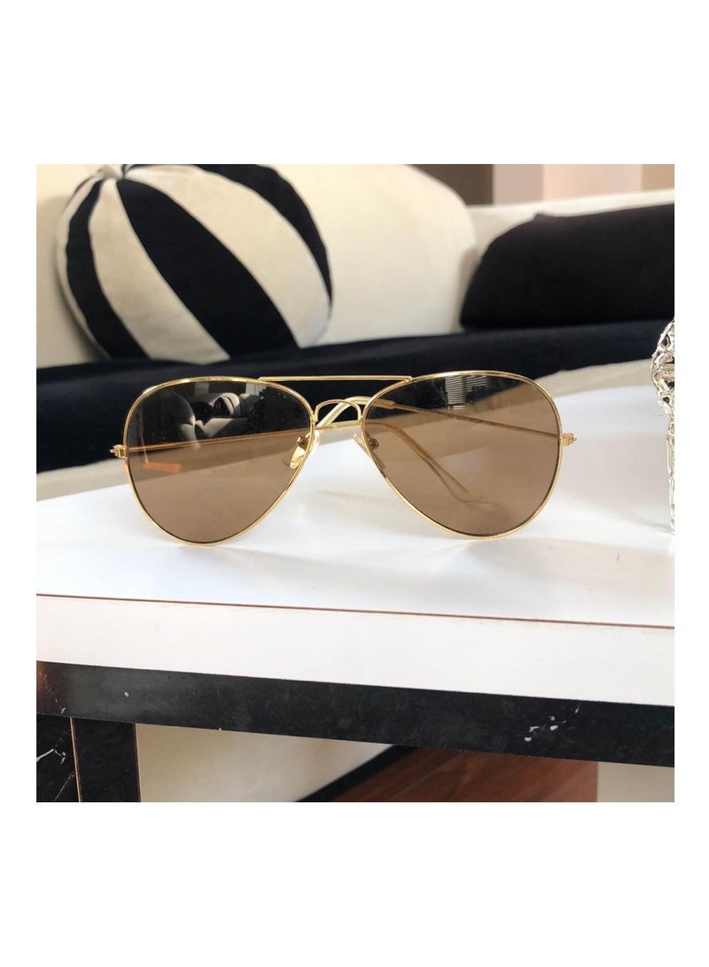 POLICE Men's Cycling Sunglasses Fashion Pilot Sunglasses Gold Framed with Brown UV Lenses - Image 3