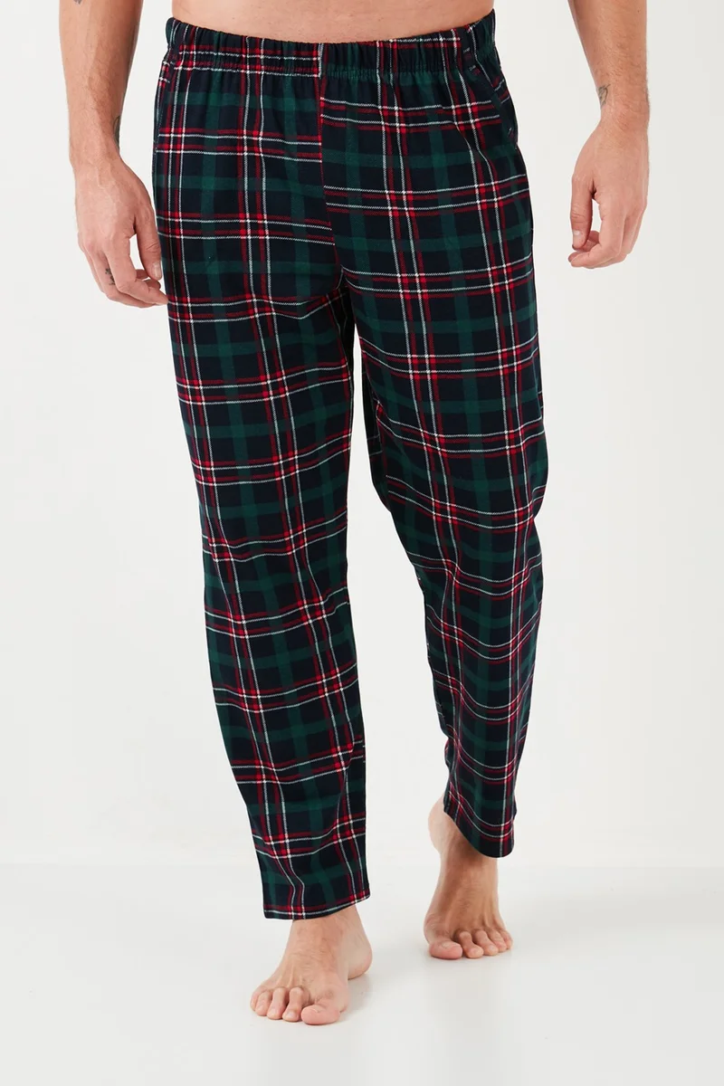 Buratti Plaid Cotton Elastic Waist Regular Fit Short Sleeve Men's Pajama Set 6572004
