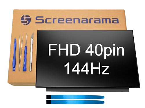 SCREENARAMA New Screen Replacement for Lenovo Legion 5-15ARH05 5-15ARH05H 5-15IMH05 5-15IMH05H 82B5 82B1 82AU 81Y6 82CF, FHD 1920x1080, 40pins, 144Hz, IPS, Matte, LCD LED Display with Tools