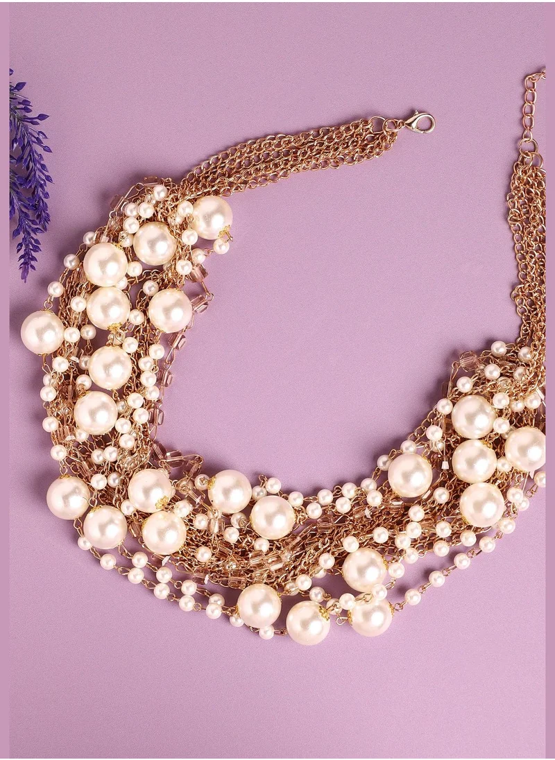 SOHI Gold Plated Pearls Party Necklace For Women