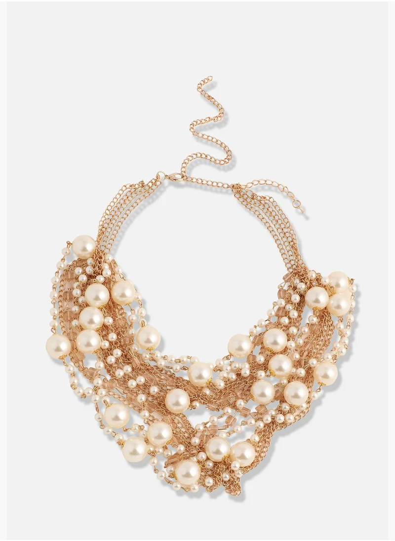SOHI Gold Plated Pearls Party Necklace For Women