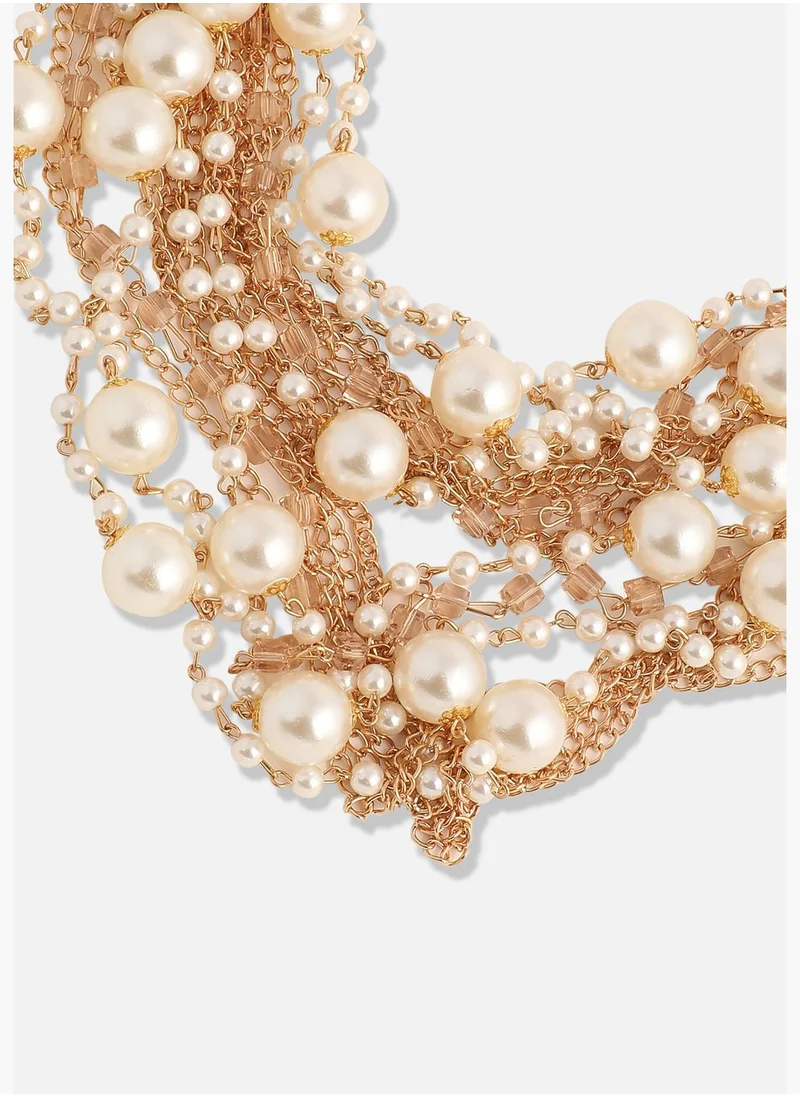 SOHI Gold Plated Pearls Party Necklace For Women