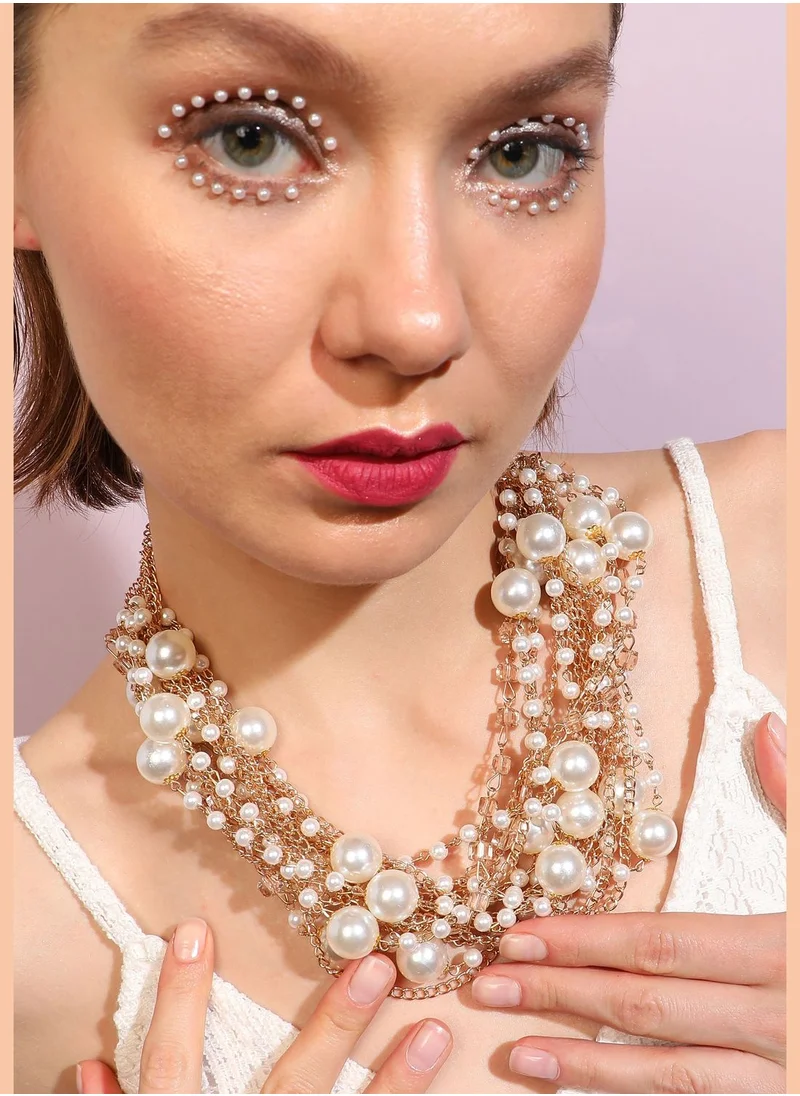 SOHI Gold Plated Pearls Party Necklace For Women