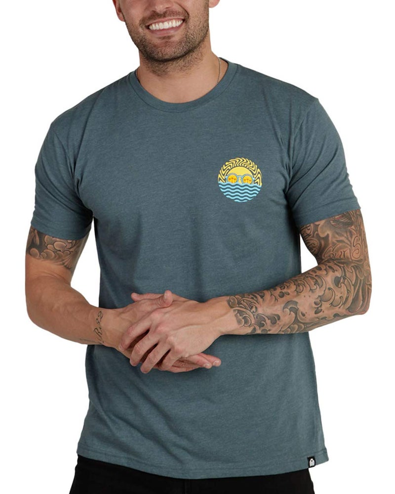 INTO THE AM Wavy T-Shirt - Cool Space Design Tees for Men (Light Blue, X-Large) - Image 1