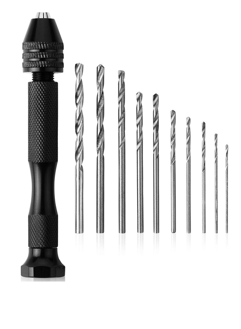 SYOSI Drill Drivers Hand Drill with 10 Drill Bits 0. 3.0mm Jewelry Drill Resin Drill Mini Drill Hand Drill for Jewelry Making Pin Vise Hand Drill Hand Drill for Resin Micro Drill Bit Mini Drill Set - Image 1