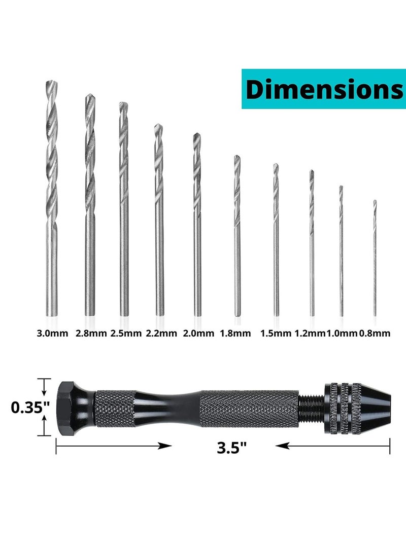 SYOSI Drill Drivers Hand Drill with 10 Drill Bits 0. 3.0mm Jewelry Drill Resin Drill Mini Drill Hand Drill for Jewelry Making Pin Vise Hand Drill Hand Drill for Resin Micro Drill Bit Mini Drill Set - Image 3