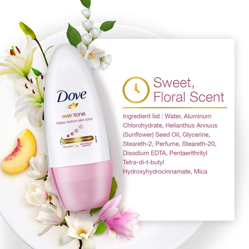 Dove Eventone Deodorant Roll On For Women Antiperspirant Underarm Roll On Removes Odour Keeps Skin Fresh Clean Alcohol Free Paraben Free 50 ml Pack of 2 - Image 5